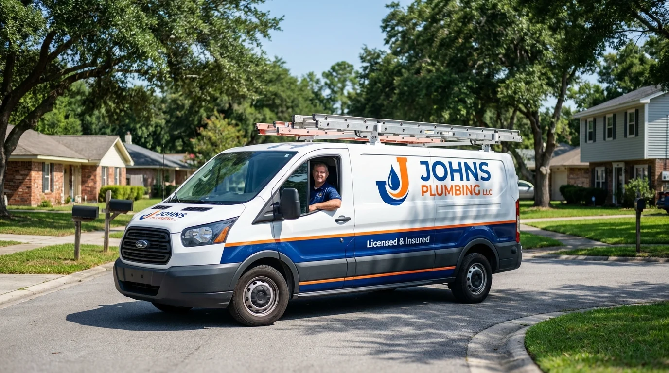 Johns Plumbing LLC service van in Garden City, MO