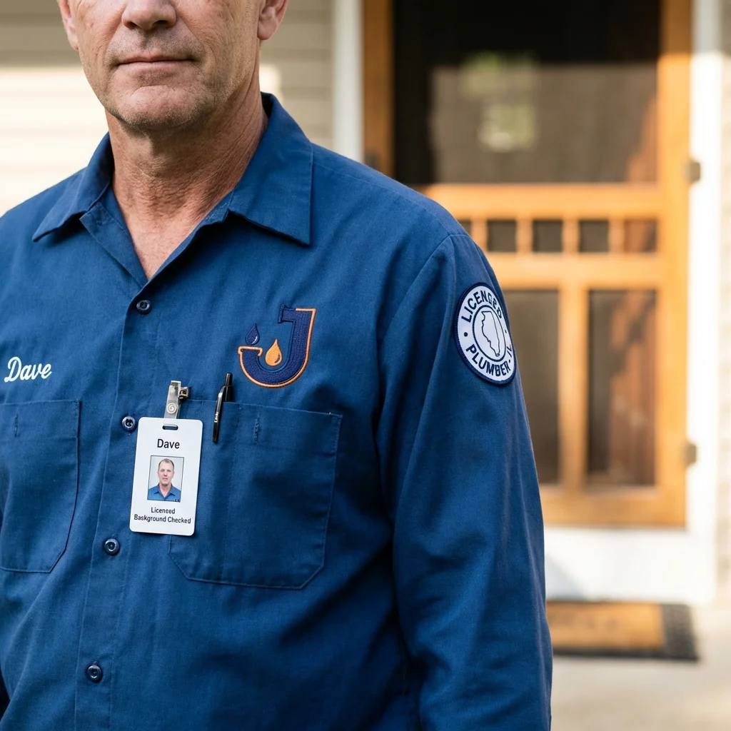 Licensed plumber showing ID badge in Garden City, MO